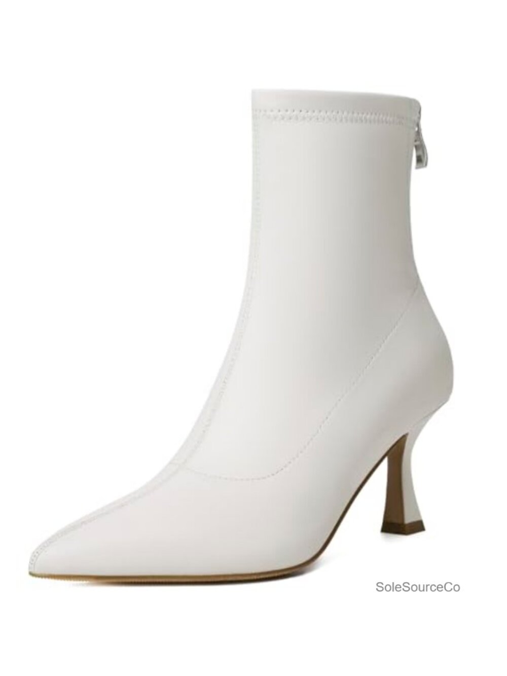 Women's Kitten Heel Pointed Toe Ankle Boots Faux Leather Zip Booties